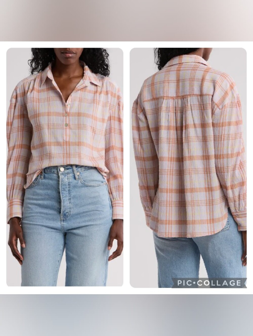 Faherty Olli Popover Shirt Aroma Plaid Pink Orange Size Medium